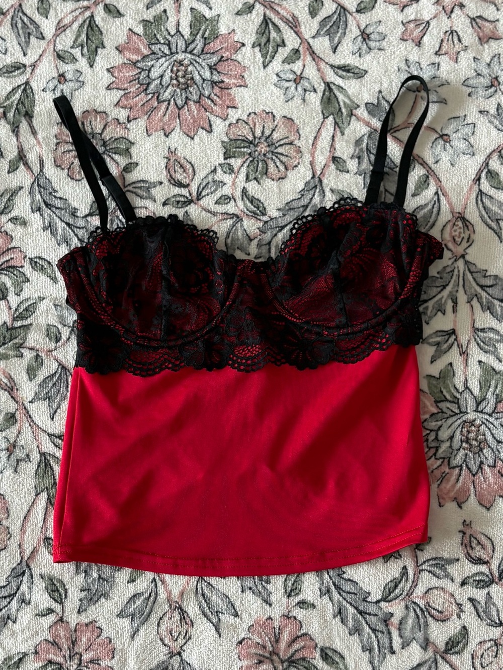 Windsor Red Camisole with Black Lace